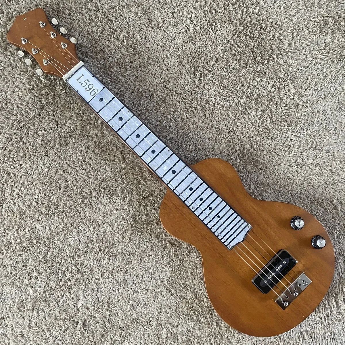 Natural Finish Lap Steel Guitar L596, Okoume Body, P90 Pickup