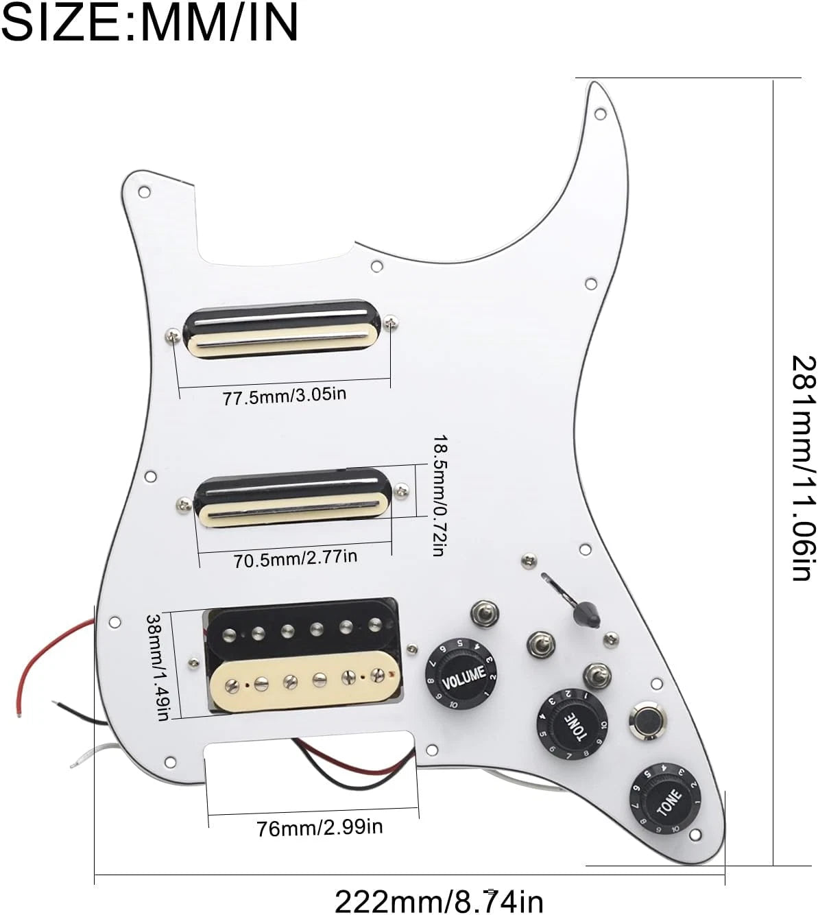 HSS Dual Blades Pickups Guitar MultiFunction Loaded Prewired Pickguard Fit Strat