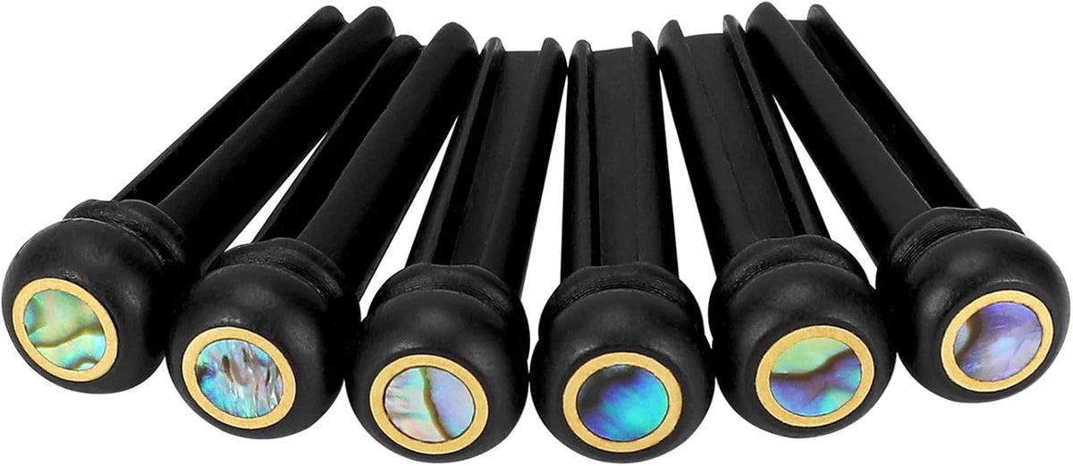 Ebony and Abalone Guitar Bridge Pins Fit Ibanez,Takamin<wbr/>e,Martin,Cort,<wbr/>Alvarez,Eko