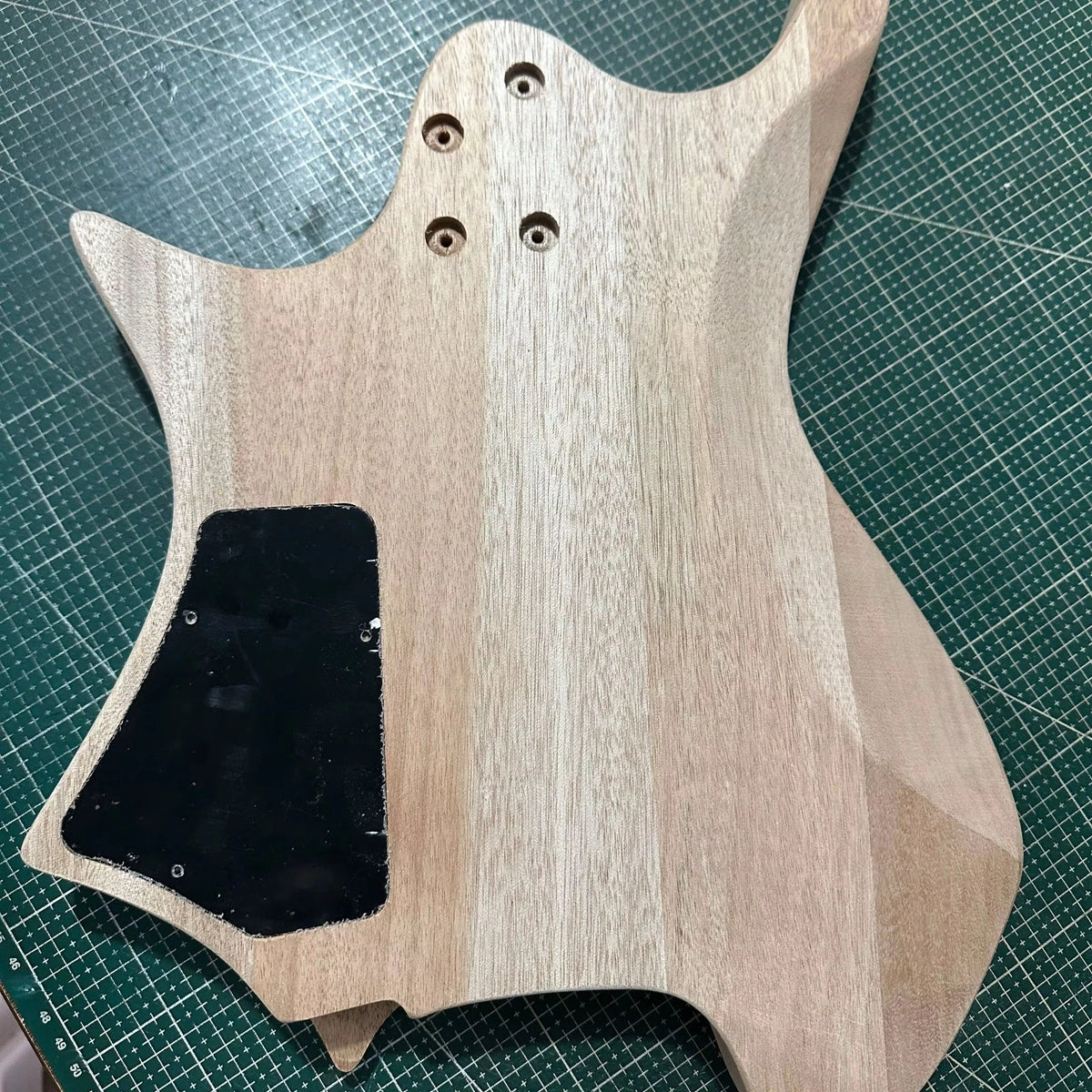 Unfinished Headless 6-String Guitar Body, Mahogany with Flame Maple Veneer