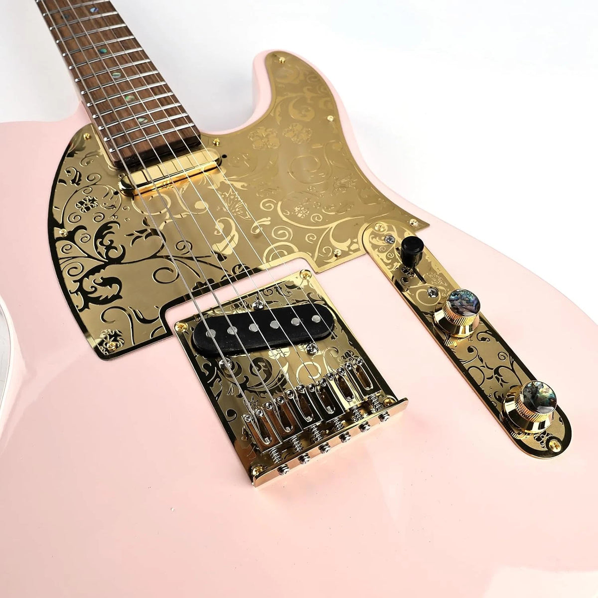 Gold Steel Vintage Engraved Guitar Pickguard Scratch Plate Fit Telecatser Tele