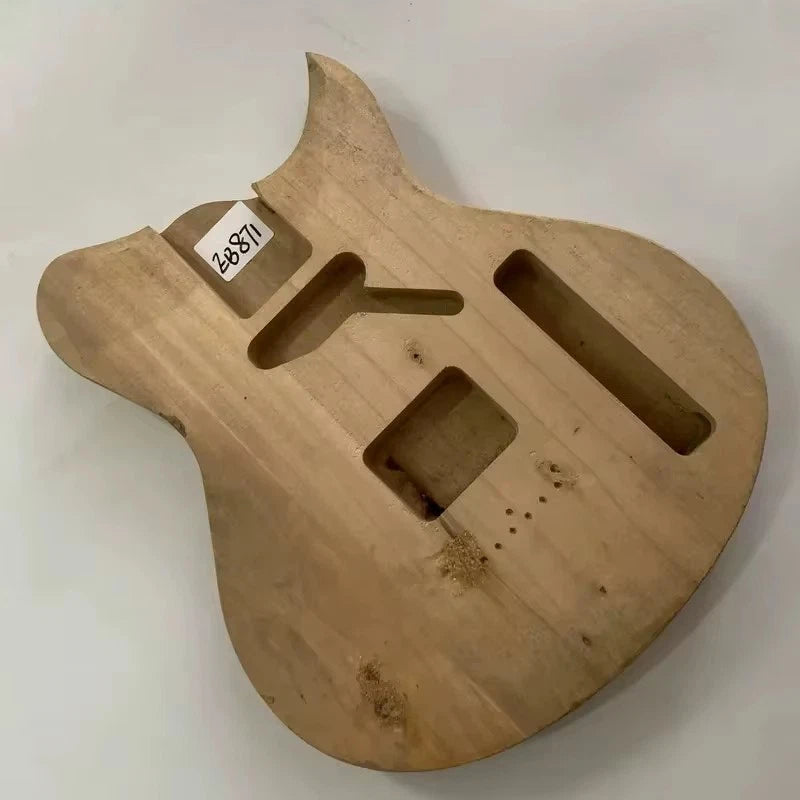 Solid-Wood Mini Single Cut Guitar Body, Unpainted Travel Blank
