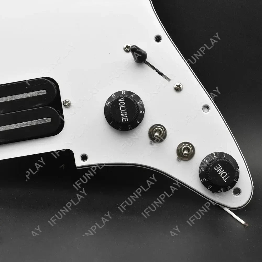 HH White Guitar Prewired Loaded Pickguard, Dual Rail Humbucker Pickups Fit Strat