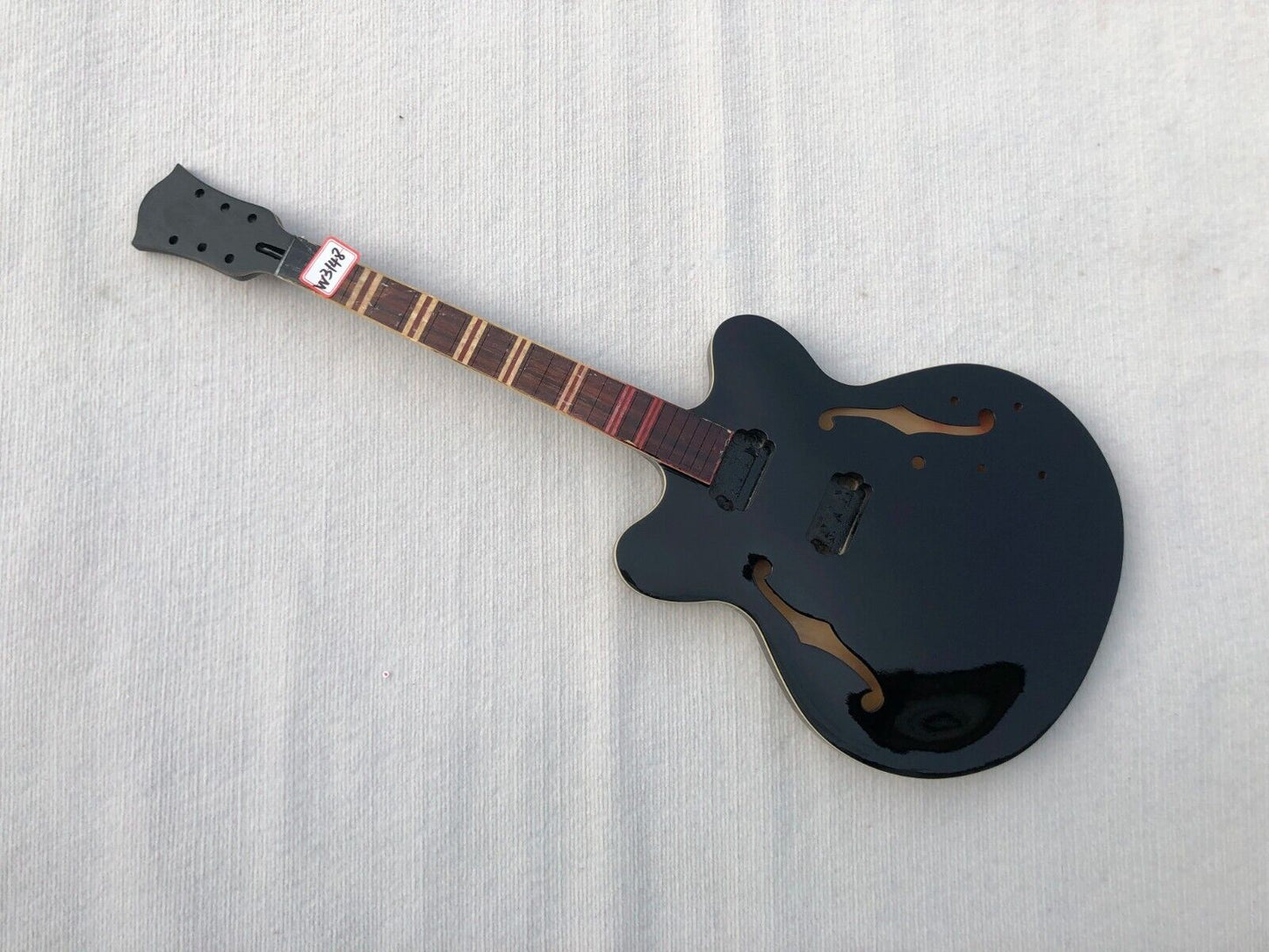 Gloss Black DIY Jazz Guitar Semi Hollow Body with Maple Neck, Rosewood Fretboard