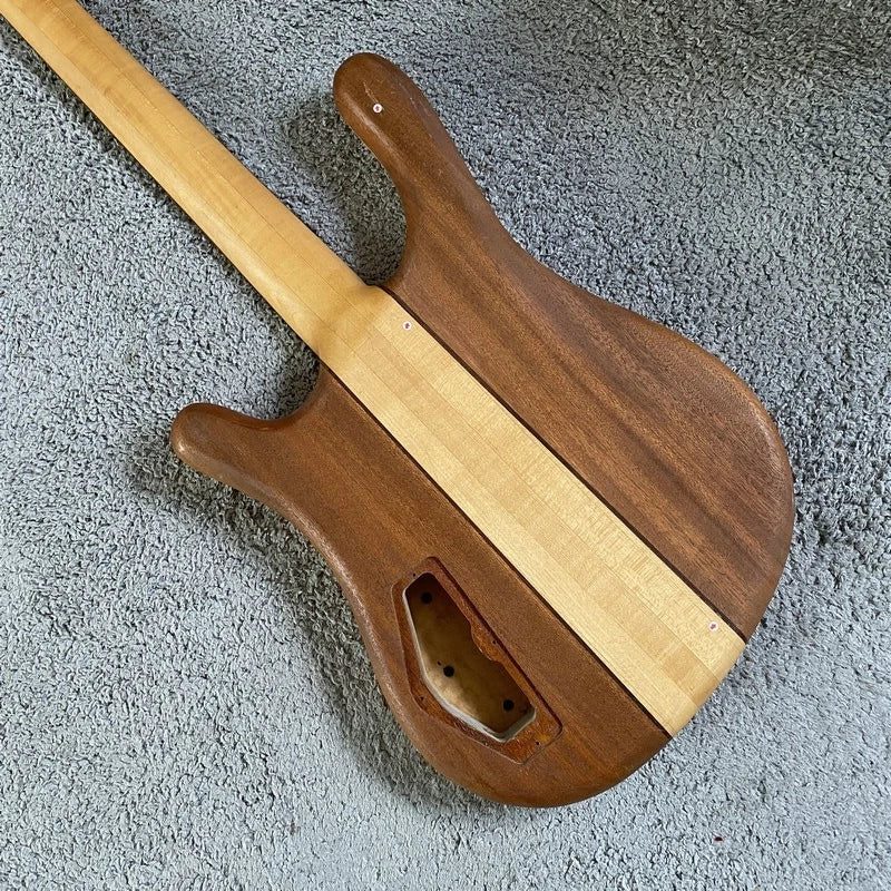 DIY 4 String Bass, Solid Ash Mahogany Body, Maple Wood Neck Through Project