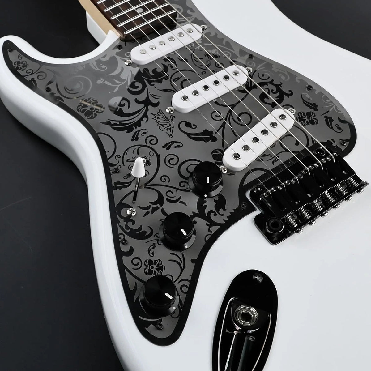 Left Handed Engraved Steel Guitar SSS Pickguard Scratch Plate Fit Stratocaster S
