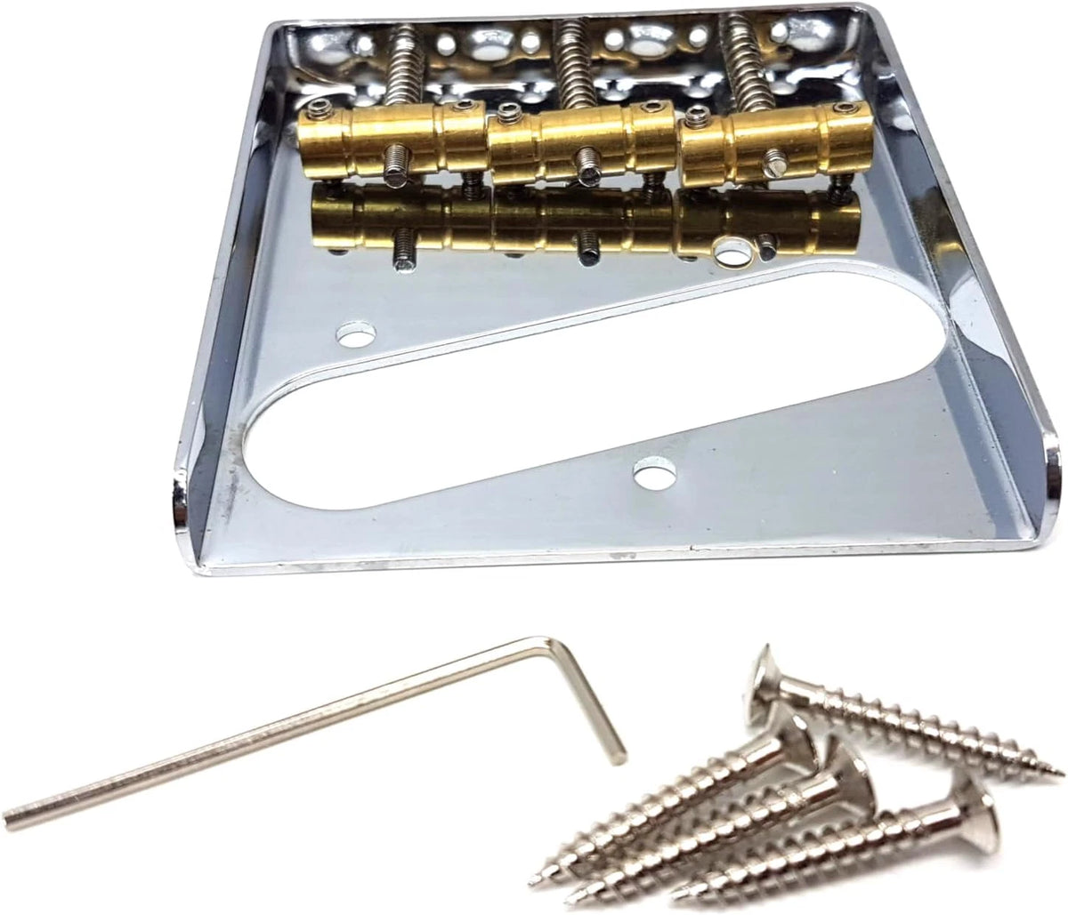 Chrome Left Handed Guitar Ashtray Bridge Brass Saddles Fit Telecaster Tele