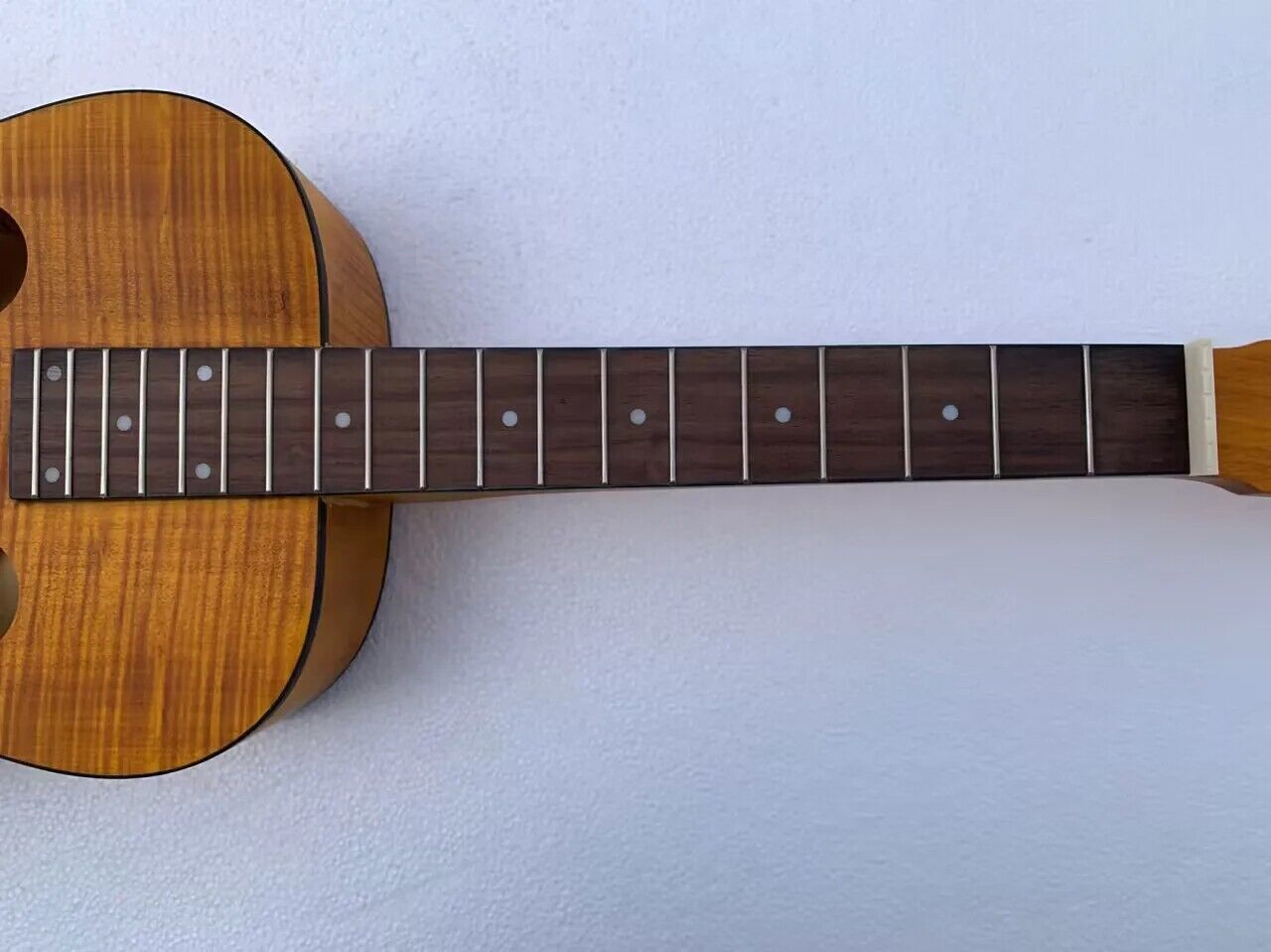 DIY Project Tiger Maple Top Dobro Resonator Guitar Body, Rosewood Fretboard Neck