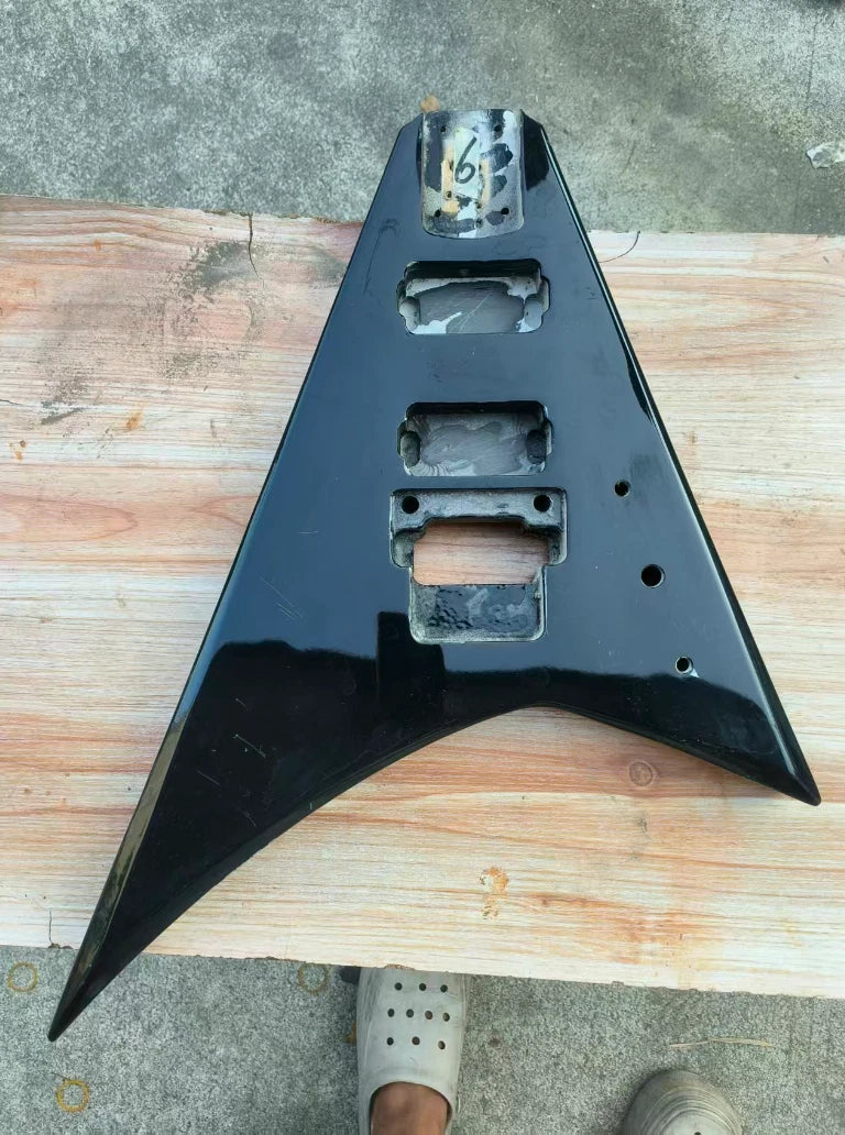 Gloss Black HH Guitar Body, Double Locking Bridge For Flying V DIY Project