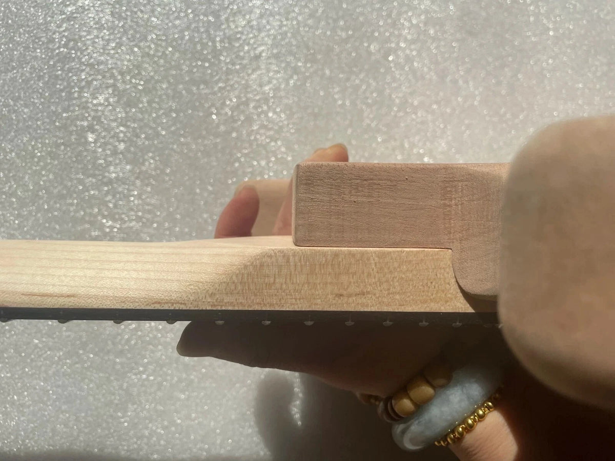 Unfinished Mahogany Wood Guitar Body with Maple Neck DIY Set For Mustang Guitars