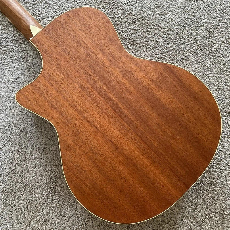 Acoustic Guitar Red Pine Engraved Top Body Mahogany Neck Rosewood Fingerboard