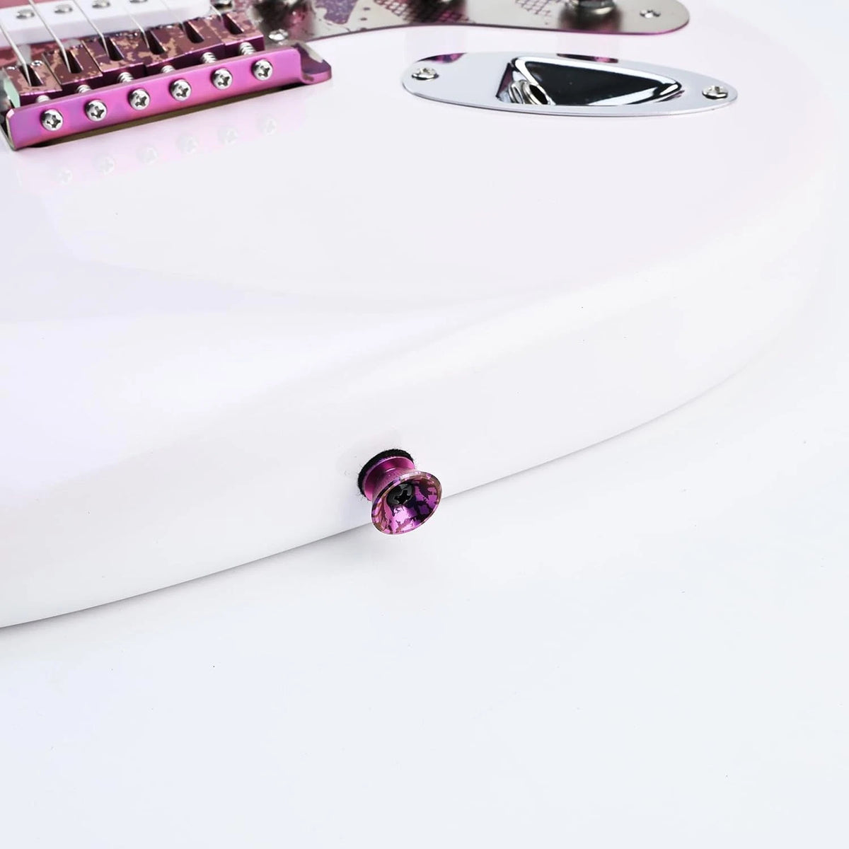 2pcs Splashed Purple Titanium Guitar Bass Strap Lock Buttons