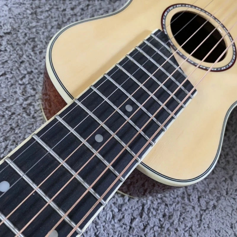 34 Inch Travel Acoustic Guitar, Spruce Top Body, Rosewood Fingerboard Neck
