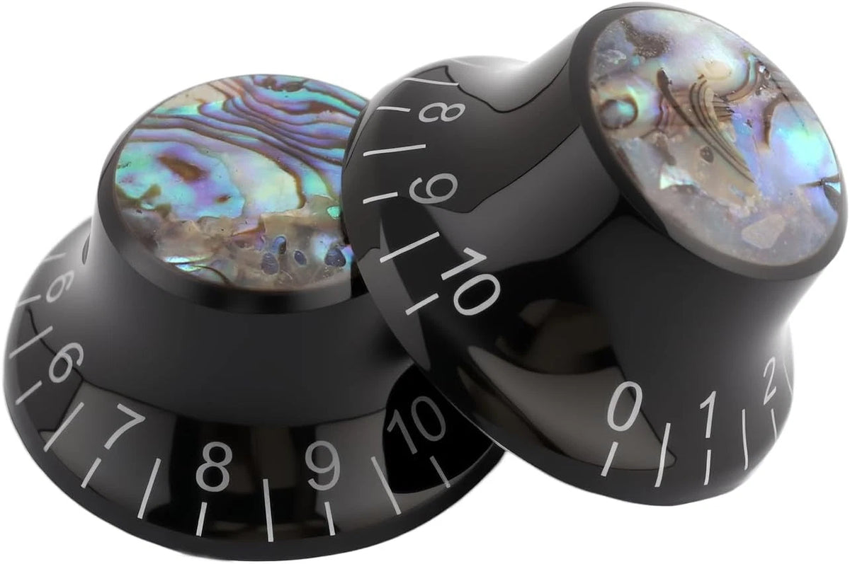 3pcs Black Guitar Abalone Top Volume Tone Control Knobs Fit Stratocaster Strat
