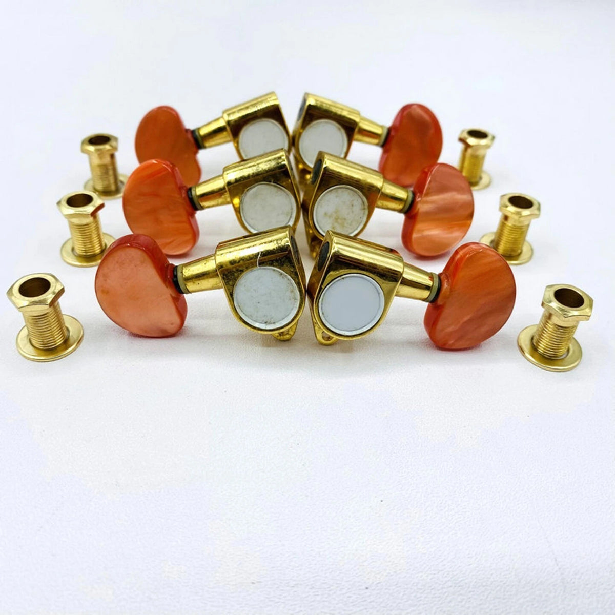 Gold 3x3 Guitar Machine Heads Tuning Pegs Keys with Orange Buttons