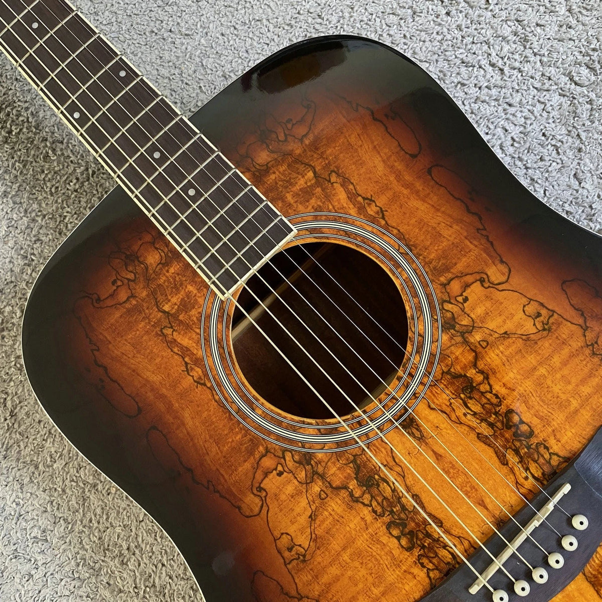 Acoustic Guitar, Black Wood Finish, Sunburst Finish, Mahogany Neck