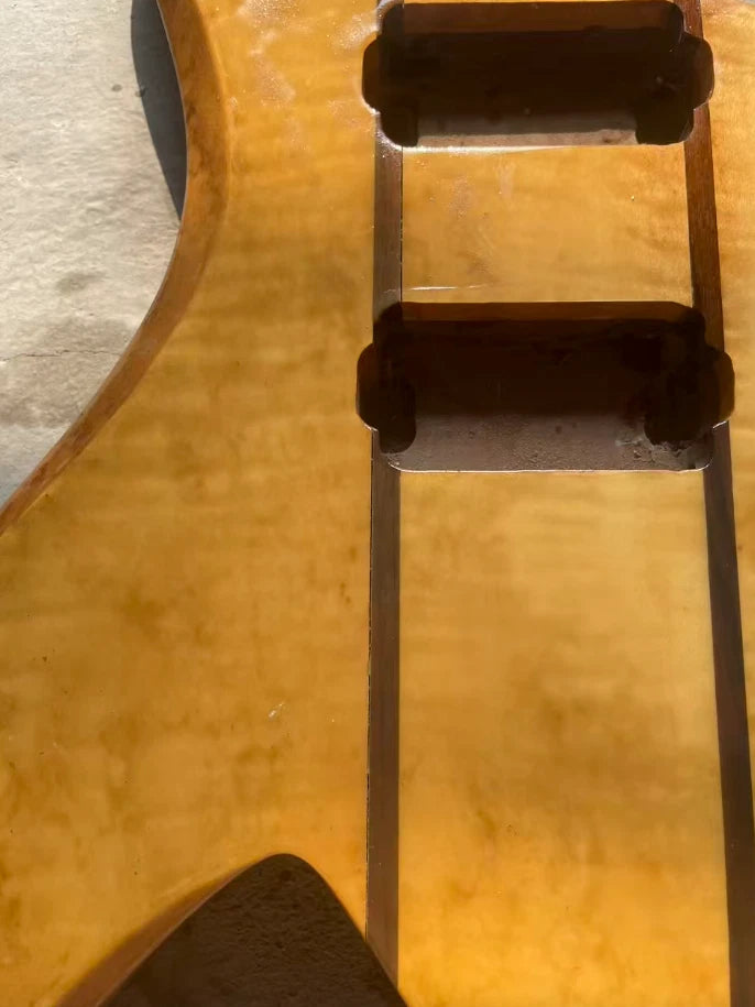 Vintage Mahogany Wood Guitar HH Body with Tiger Maple Fit BICH DIY Project