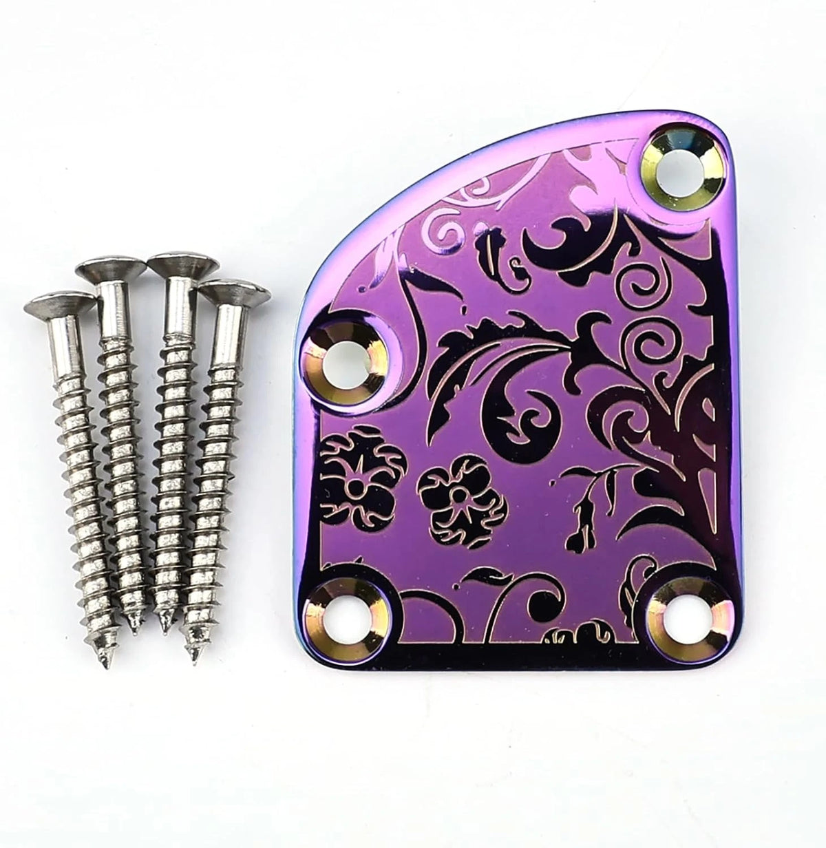 Engraved Steel Purple Guitar Bass Neck Plate Fit Telecaster / Stratocaster