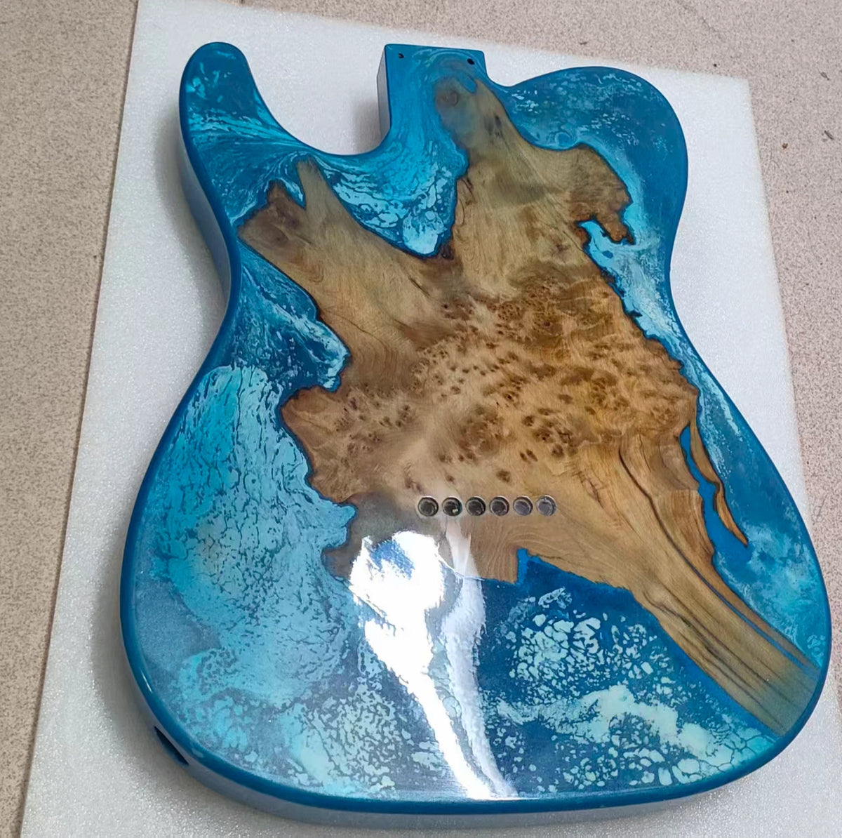 Custom Blue Finish Guitar Tele Mahogany Body with Resin Top Finish Fit Tele TL