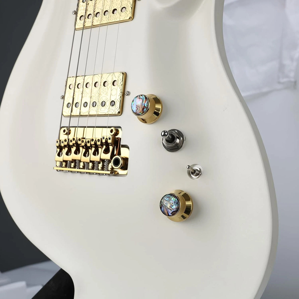2pcs Gold Metal Guitar Volume Tone Knobs Abalone Top Fit Epiphone Les Paul SG