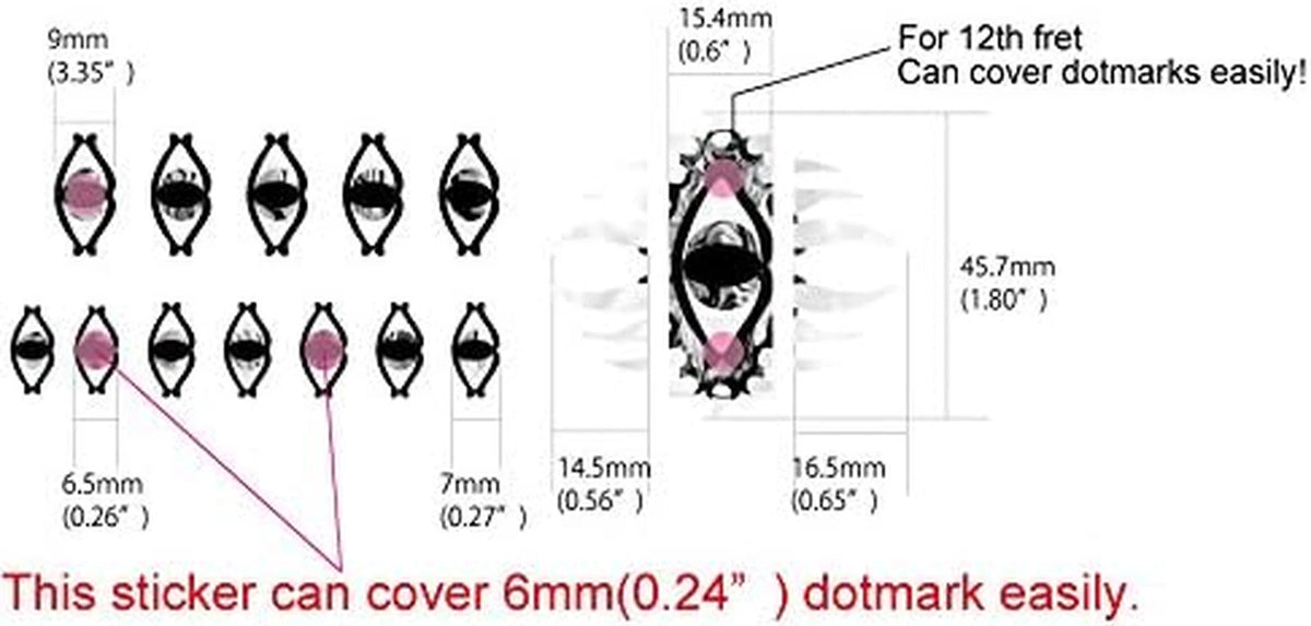 Mystic Eye Guitar Fingerboard Fret Markers Inlay Stickers Decal