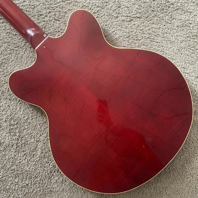 Semi Hollow Guitar Set in Red, Tiger Maple Body, Mahogany Neck