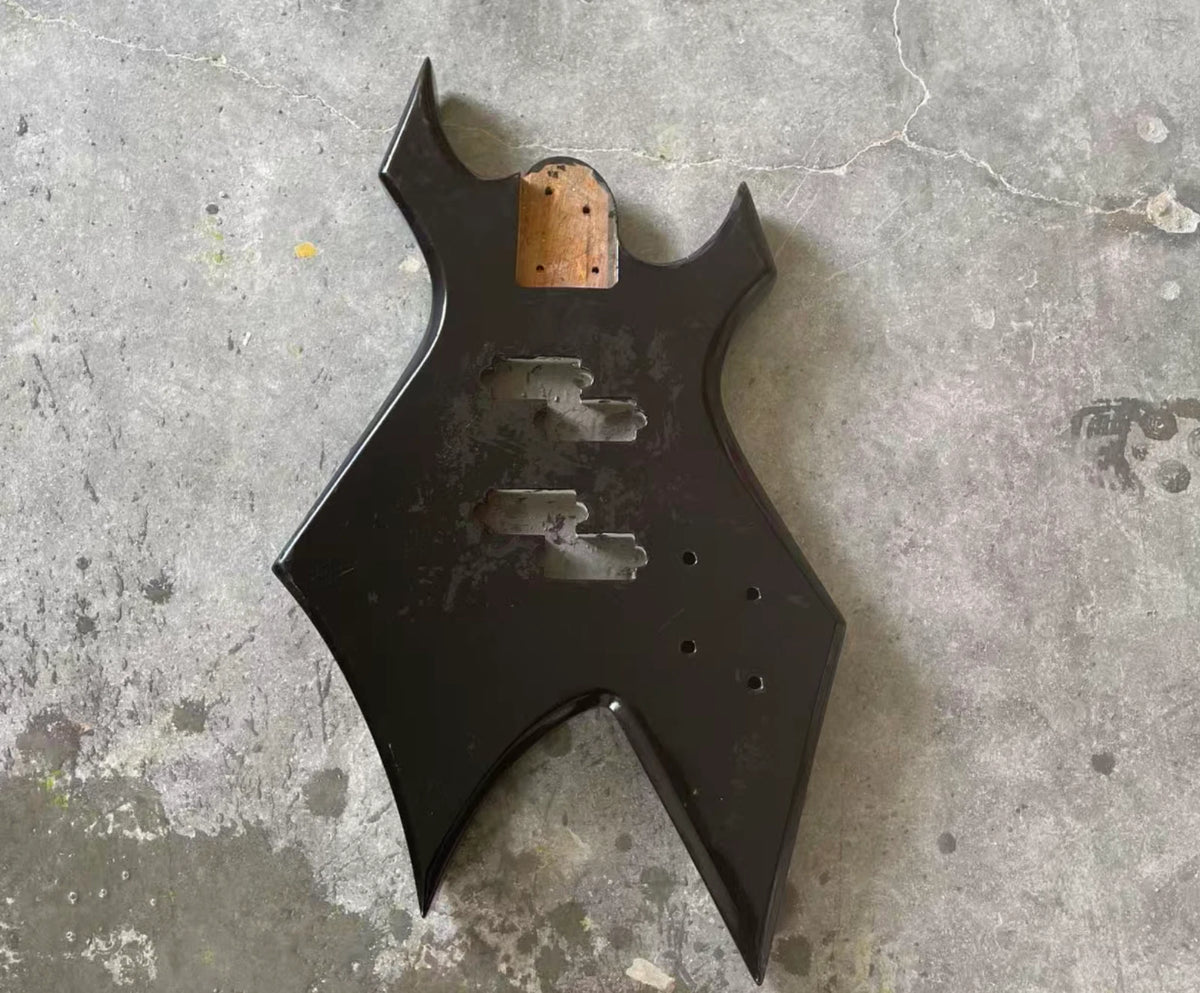 Black 4 String Electric Bass Basswood Body Fit Warlock DIY Project