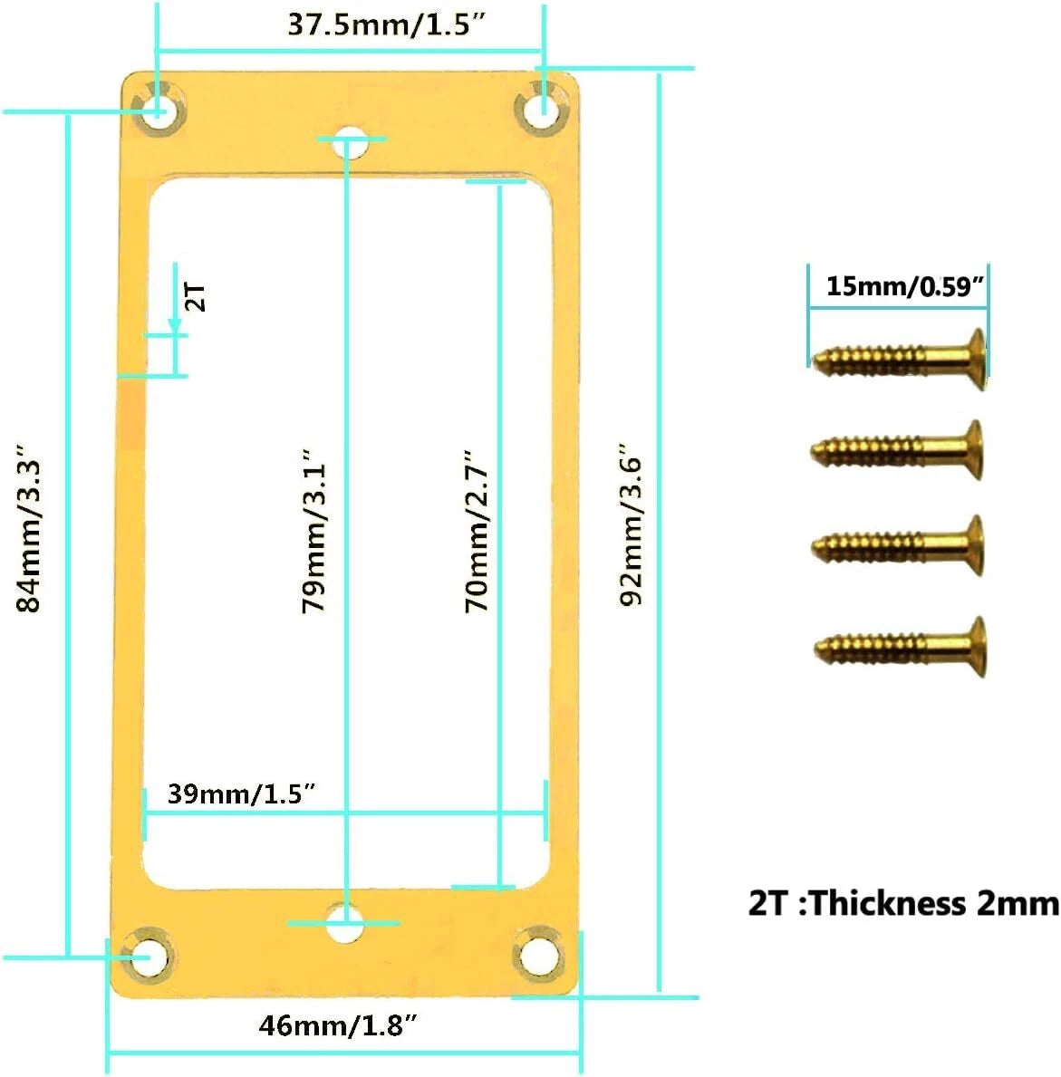 2 Pieces Gold Guitar Humbucker Pickups Rings Fit Ibanez,Schecte<wbr/>r,Jackson,ESP LTD