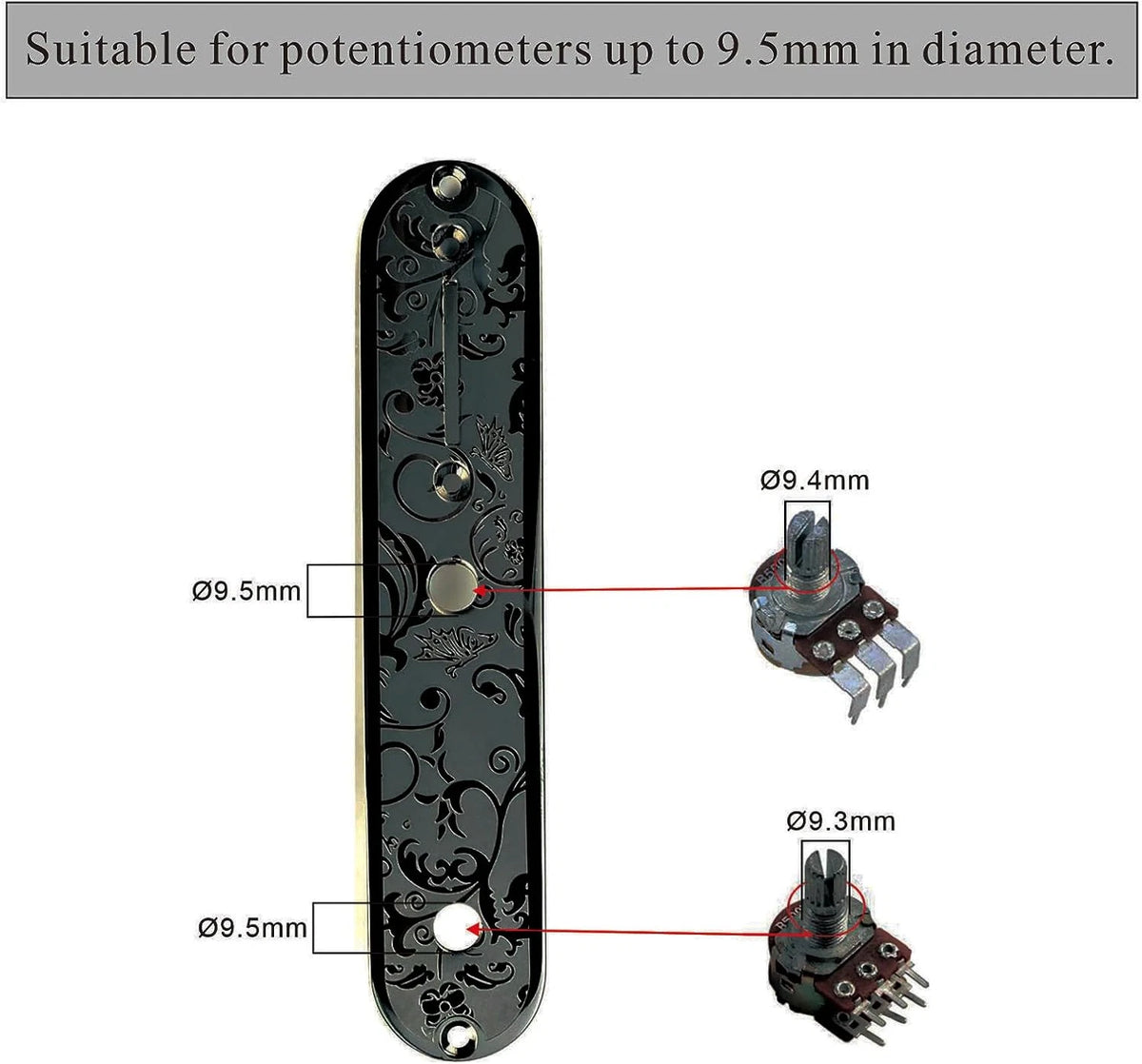 Black Engraved Steel Guitar Control Plate Panel Fit Telecaster Tele