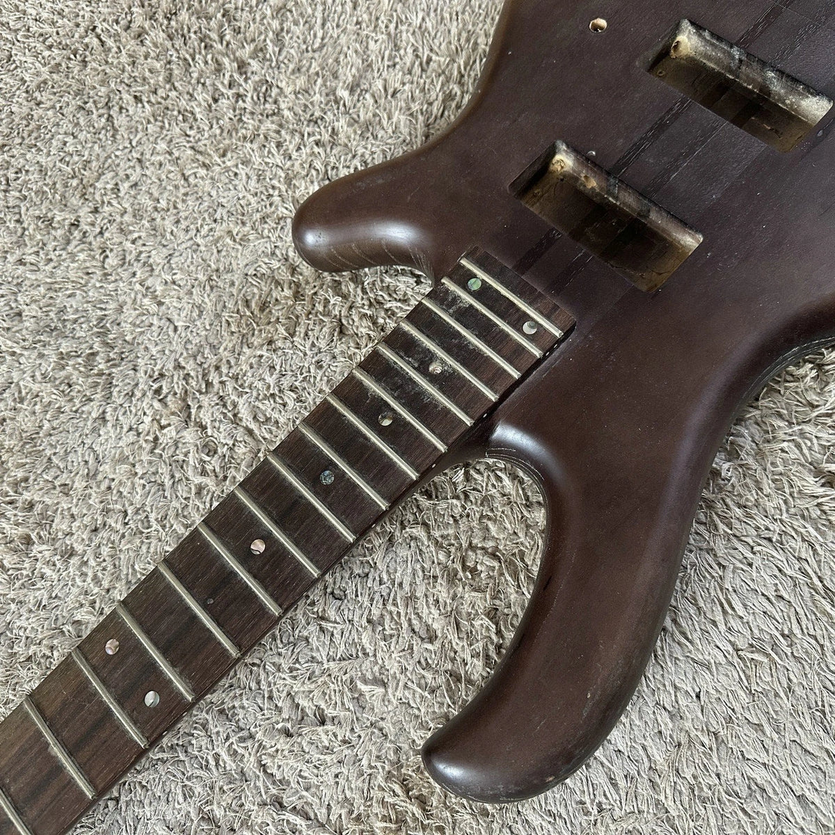 4-String Bass Guitar Neck, Alder Swamp Wood, 24-Fret Semi-Finished, Neck Through