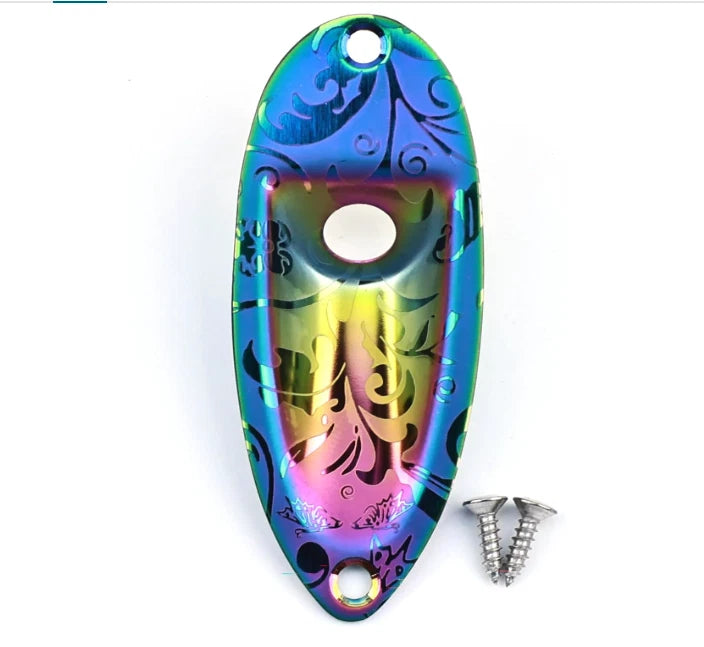 Rainbow Green Metal Guitar Boat Jack Plate Socket Fit Stratocaster Strat