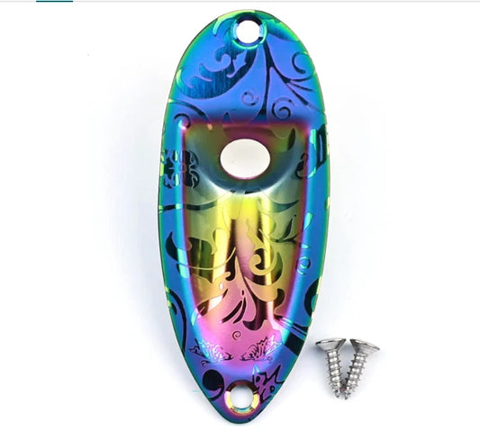 Rainbow Green Metal Guitar Boat Jack Plate Socket Fit Stratocaster Strat