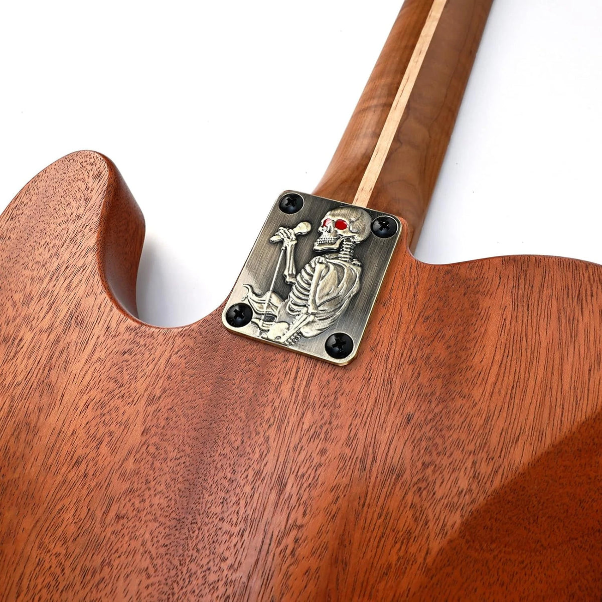 Bronze Skeleton Top Guitar Bass Neck Plate Fit Jackson,Dean,W<wbr/>ashburn,ESP LTD,Eko