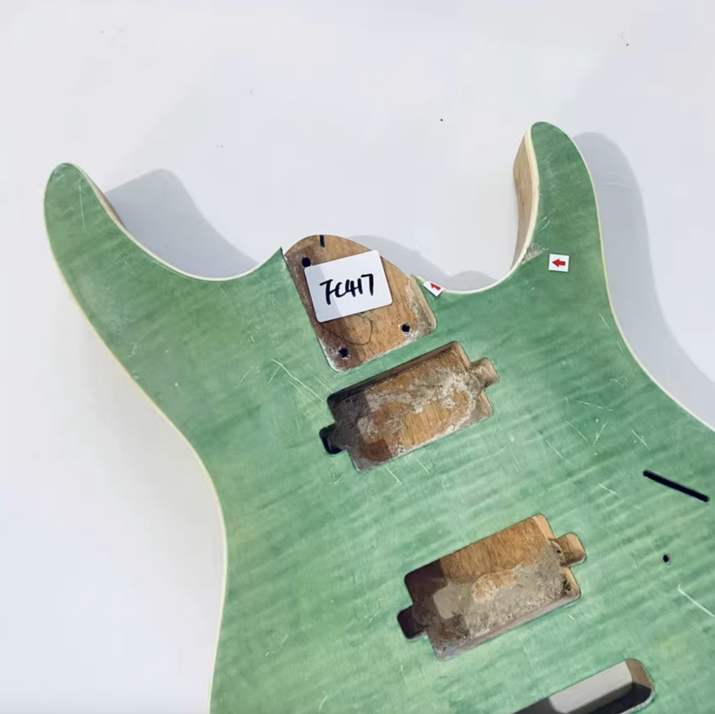 HH Green Veneer Tiger Maple Top Guitar Mahogany Body DIY Project