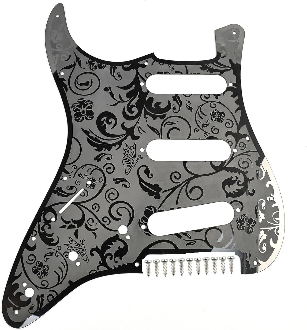 Left Handed Engraved Steel Guitar SSS Pickguard Scratch Plate Fit Stratocaster S