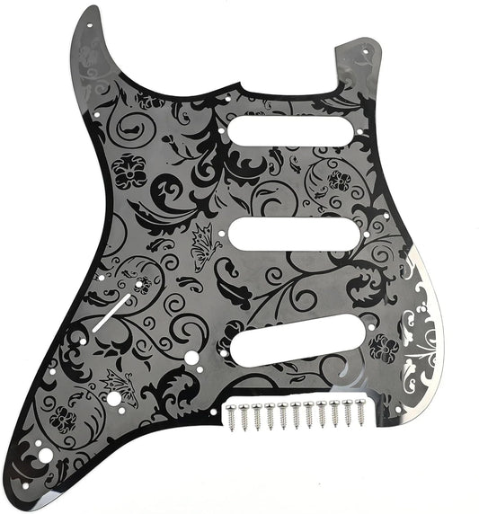 Left Handed Engraved Steel Guitar SSS Pickguard Scratch Plate Fit Stratocaster S