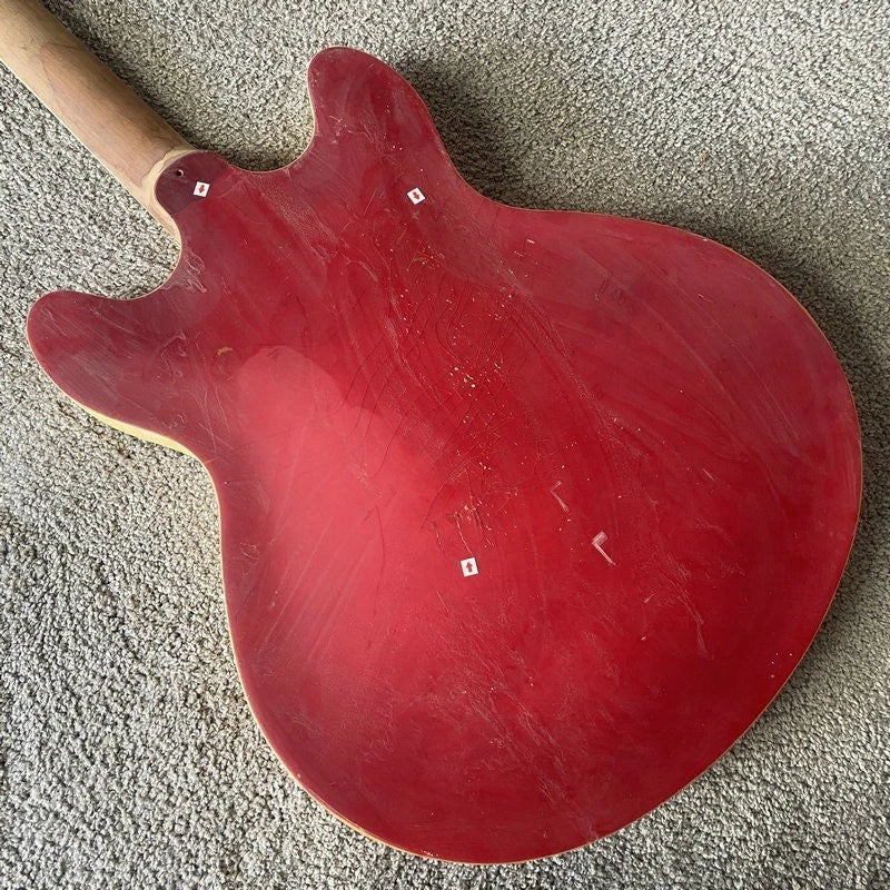 Red Semi Hollow Jazz Guitar Body with Maple Neck, Rosewood Fingerboard