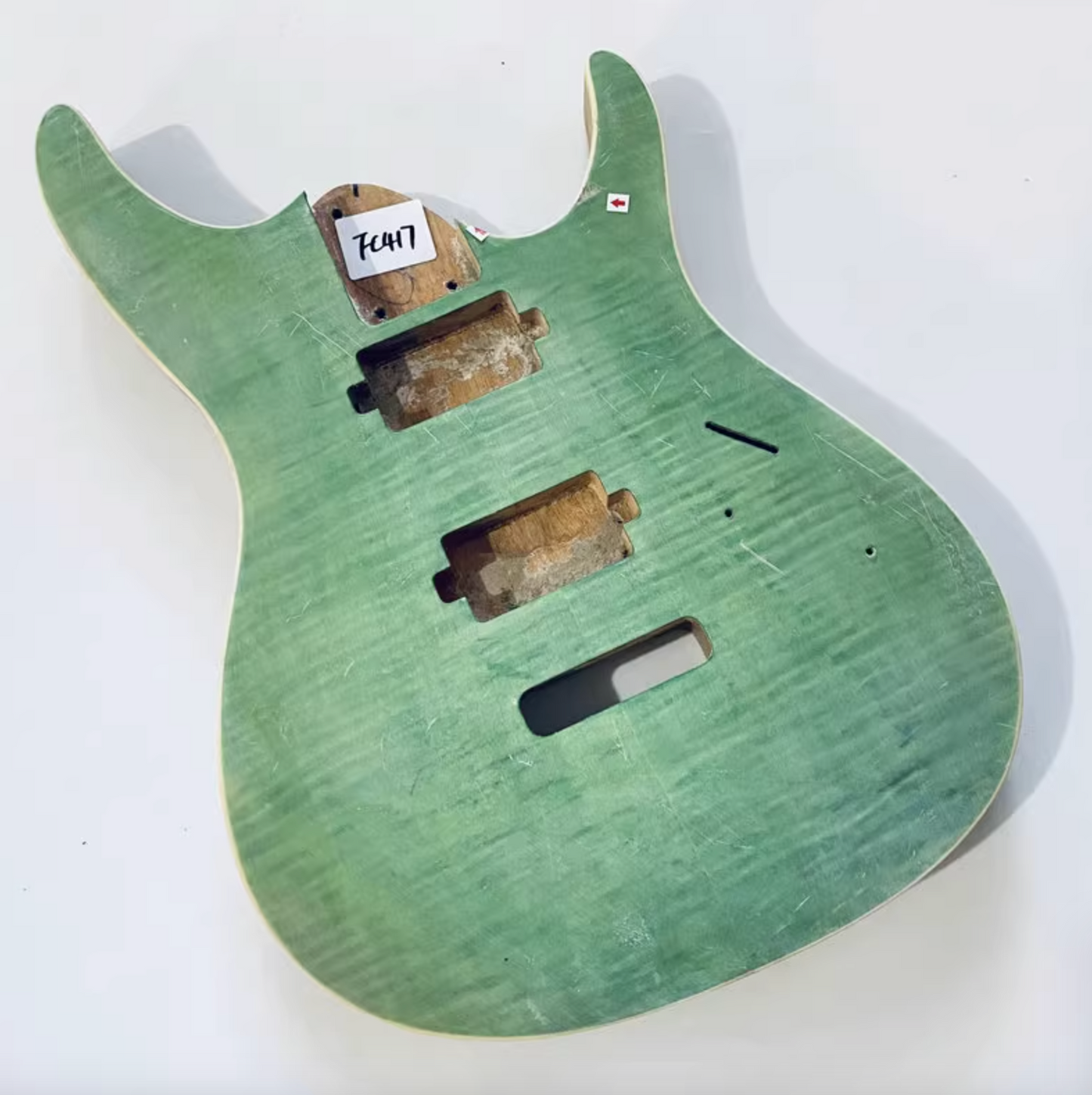HH Green Veneer Tiger Maple Top Guitar Mahogany Body DIY Project
