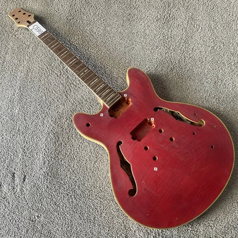 Red Semi Hollow Jazz Guitar Body and Neck, Rosewood Fingerboard