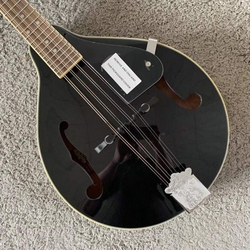 Black 8 String Mandolin, Maple Body, Mahogany Neck, Rosewood Fingerboard