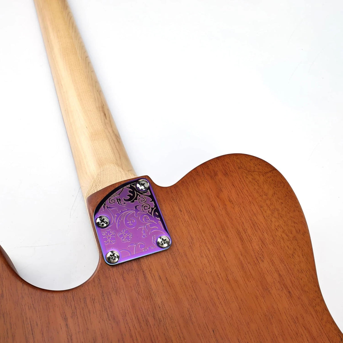 Engraved Steel Purple Guitar Bass Neck Plate Fit Telecaster / Stratocaster