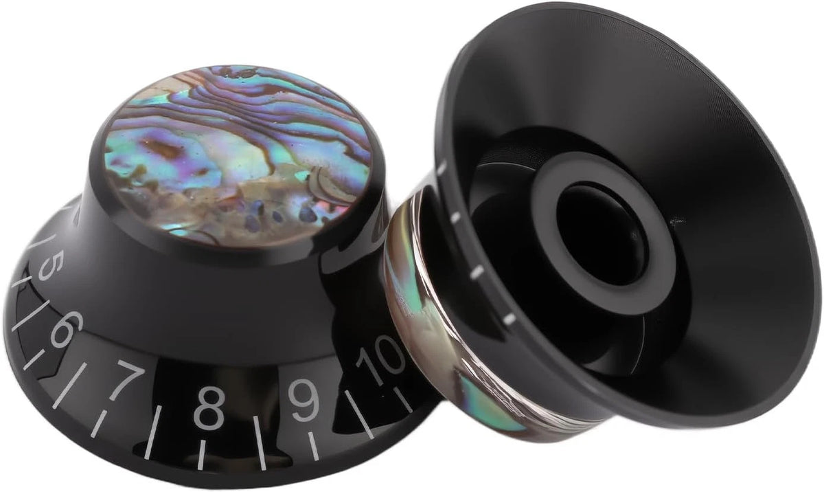 3pcs Black Guitar Abalone Top Volume Tone Control Knobs Fit Stratocaster Strat