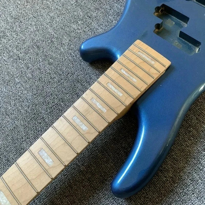 Blue Basswood 5 String Bass Body with Maple Neck