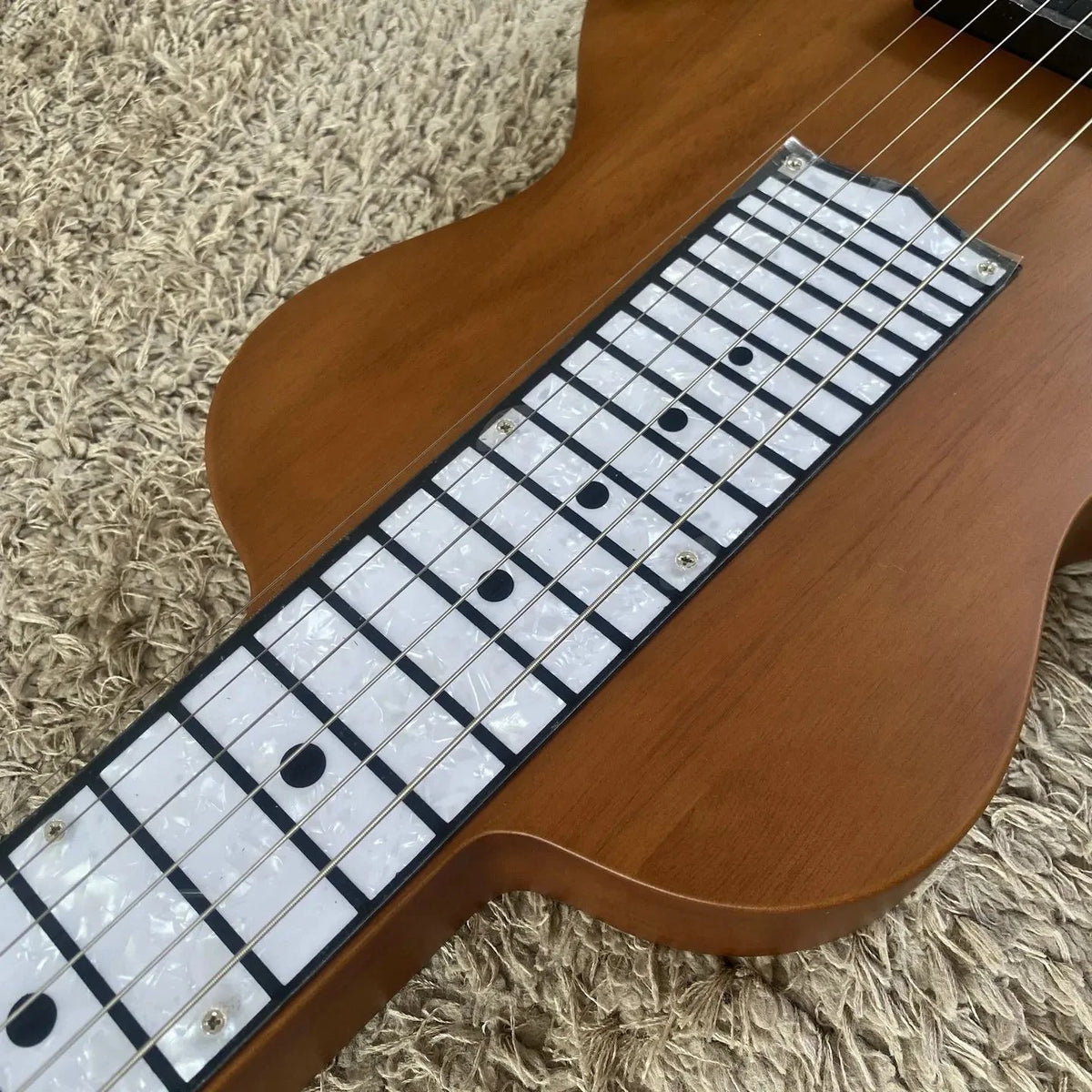 Natural Finish Lap Steel Guitar L596, Okoume Body, P90 Pickup