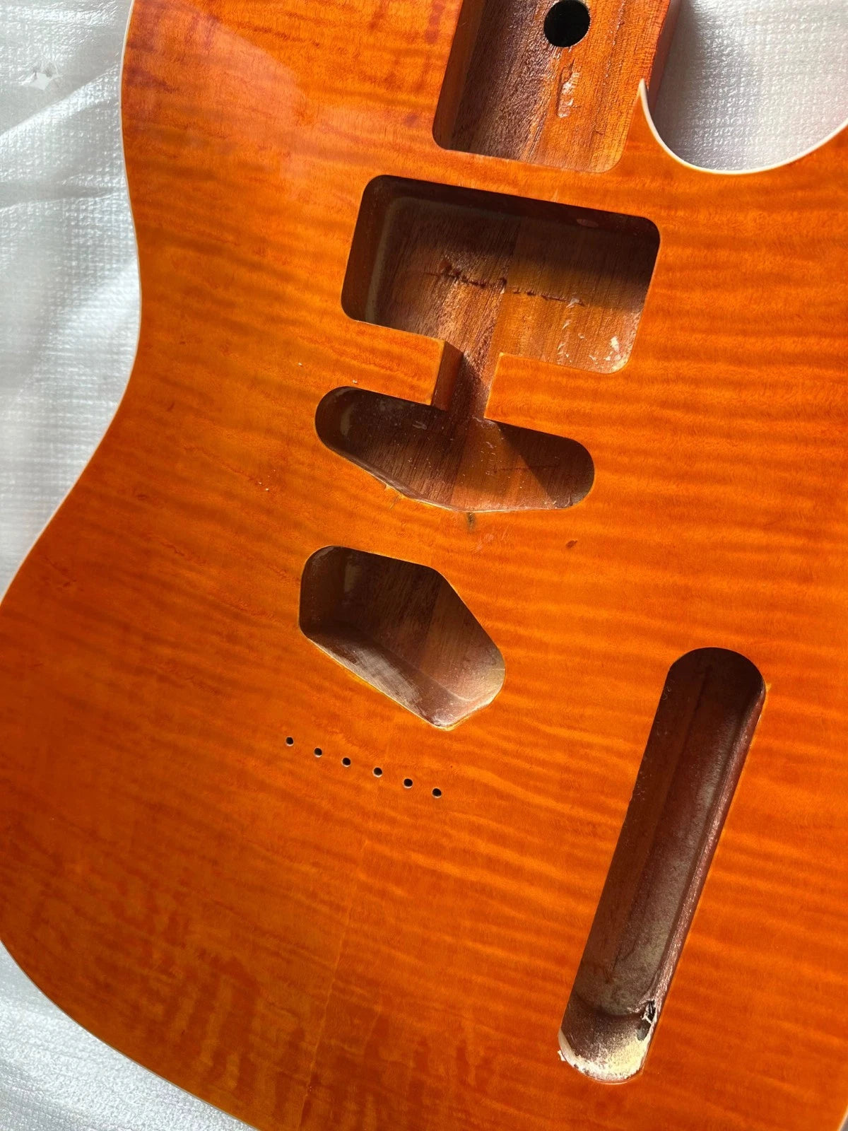 Orange Flame Maple-Veneer Mahogany Guitar Body, Gloss Finish Fit TL DIY Project