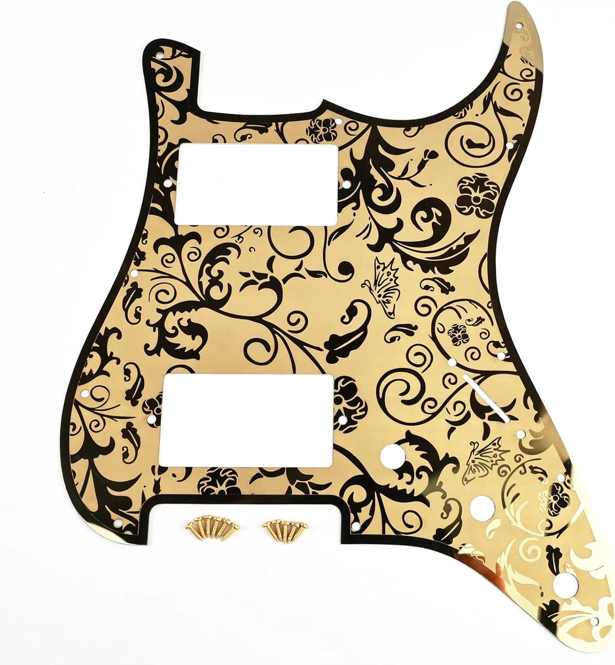 Gold HH Guitar Metal Engraved Pickguard Scratch Plate Fit Strat ST