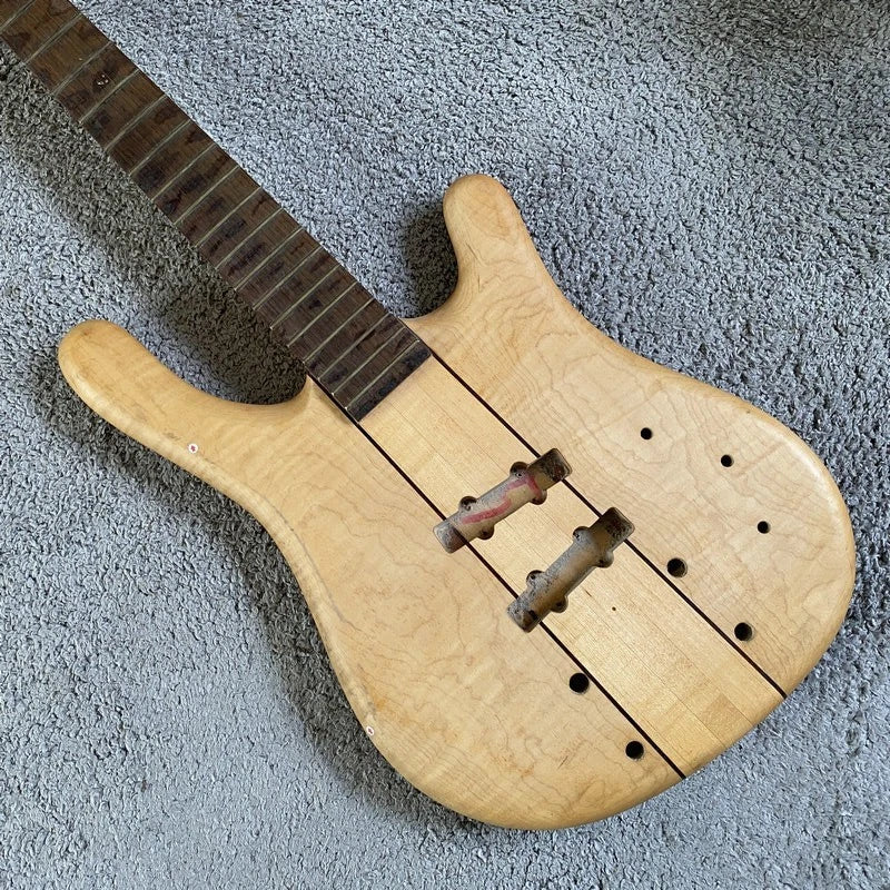DIY 4 String Bass, Solid Ash Mahogany Body, Maple Wood Neck Through Project
