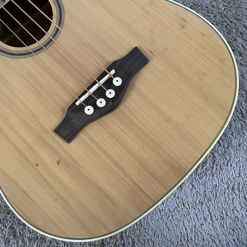 Left Handed Eko 4 String Acoustic Bass, Spruce Top Body, Mahogany Neck