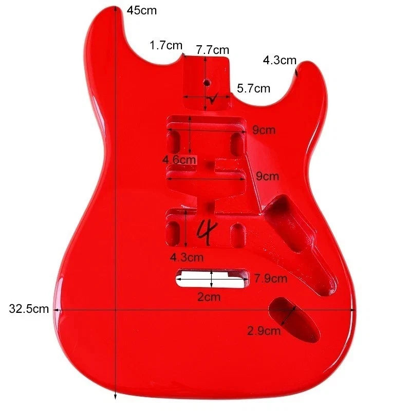 Glossy Red Poplar Wood Guitar Body Fit ST