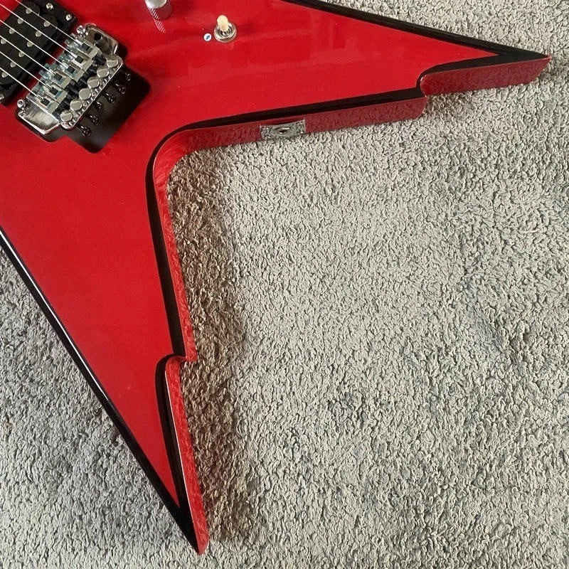 Red Electric Guitar, Floyd Rose Tremolo, Rosewood Fingerboard, V Shaped Body